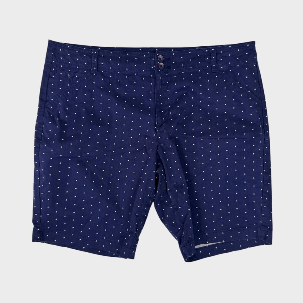 Lee Womens 16M Mid Rise Fit Blue White Polka Dot Shorts